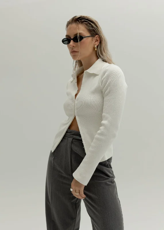 Amelia Cardigan Ivory Fleece Cardigan Nylon Polyester