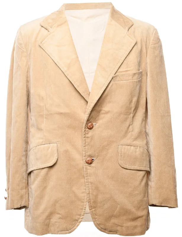 Beige Classic Corduroy Blazer - L Women's Boutique Suit