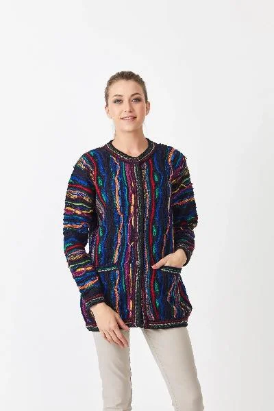 Billabong Cardigan - Navy Houndstooth Herringbone Solid