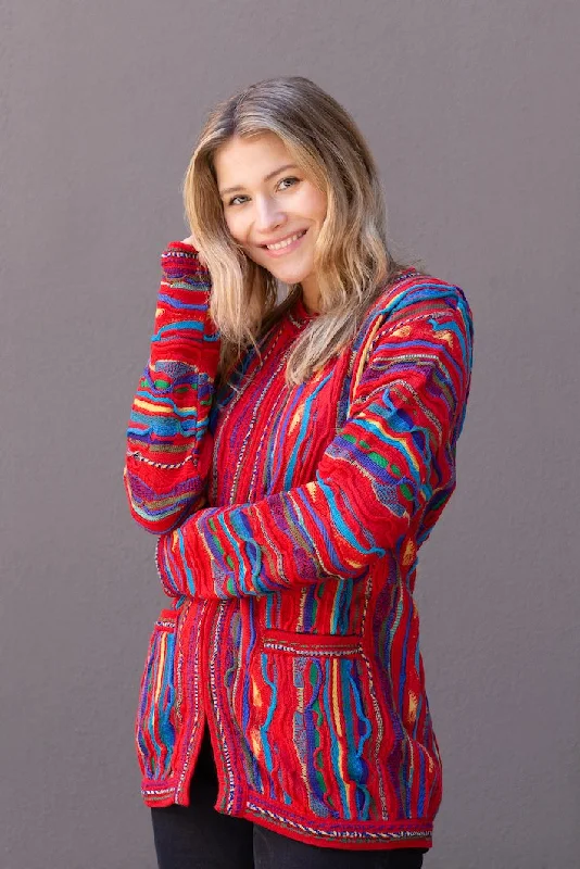 Billabong Zip Cardigan - Flame Hooded Caped Shawl Collar