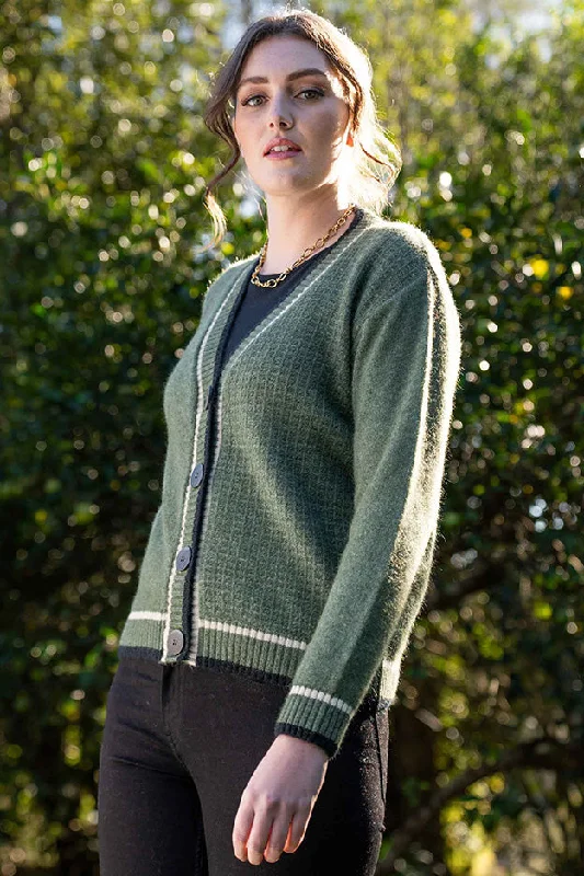 Contrast Textured Cardigan Lightweight Heavyweight Midweight