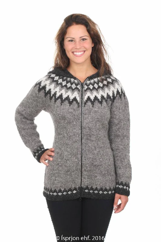 Sjöfn - Icelandic Wool Cardigan - Grey Heather Lightweight Heavyweight Midweight