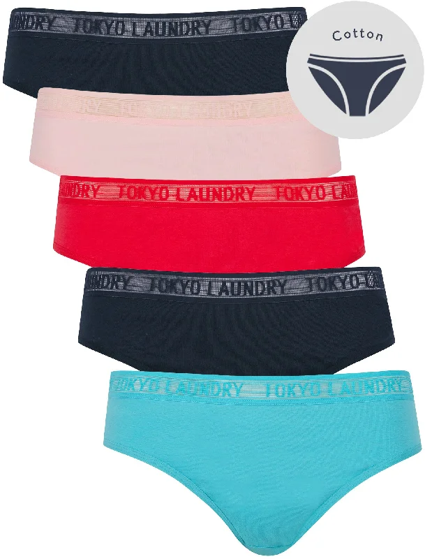 Elvie (5 Pack) Cotton Assorted Briefs with Mesh Waistband in Blue Mist / Navy Blazer / Rose Red / Icy Pink - Tokyo Laundry Women's Classic Blazer Elvie (5 Pack) Cotton Assorted Briefs with Mesh Waistband in Blue Mist / Navy Blazer / Rose Red / Icy Pink - Tokyo Laundry Women's Classic Blazer