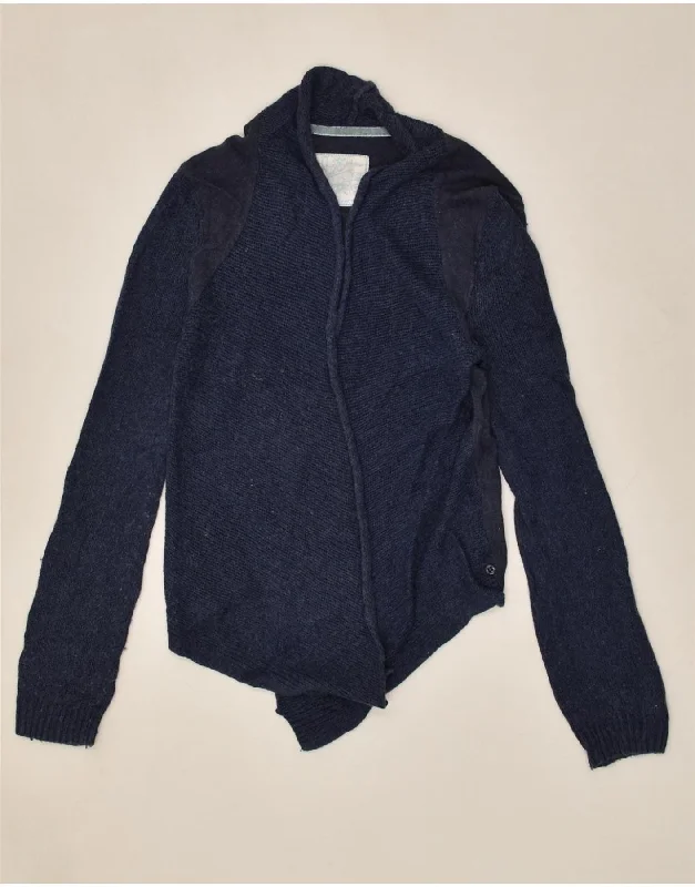 FAT FACE Womens Asymmetric Cardigan Sweater UK 10 Small Navy Blue Cotton Hooded Cardigan Collared Cardigan Shawl Collar FAT FACE Womens Asymmetric Cardigan Sweater UK 10 Small Navy Blue Cotton Hooded Cardigan Collared Cardigan Shawl Collar