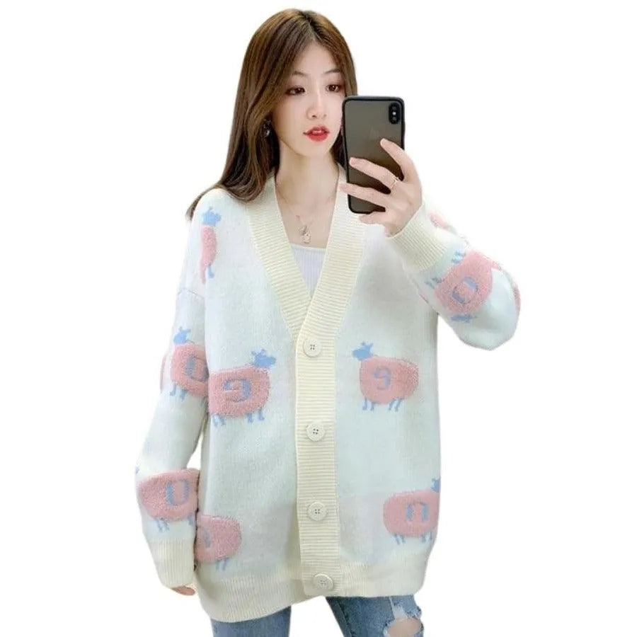 Fluffy Sheep Women's Cardigan: Ideal for casual wear or teachers Elasticated Padded Insulated Fluffy Sheep Women's Cardigan: Ideal for casual wear or teachers Elasticated Padded Insulated