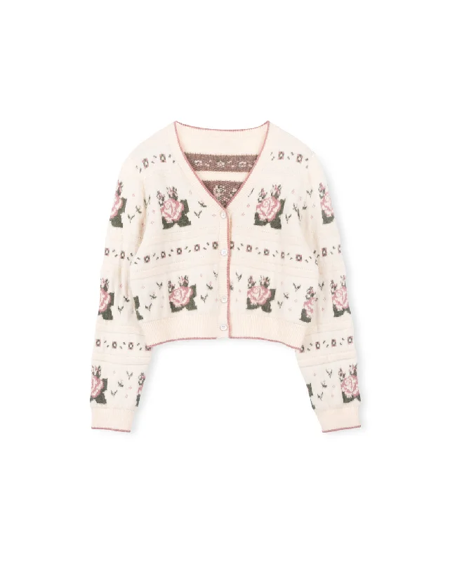 FLUFFY FLORAL CARDIGAN Silk Blend Satin Velvet