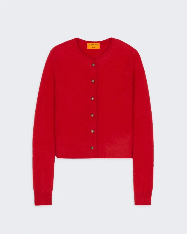 Grizzly Cardigan - True Red Welt Pockets Slit Pockets Flap Pockets