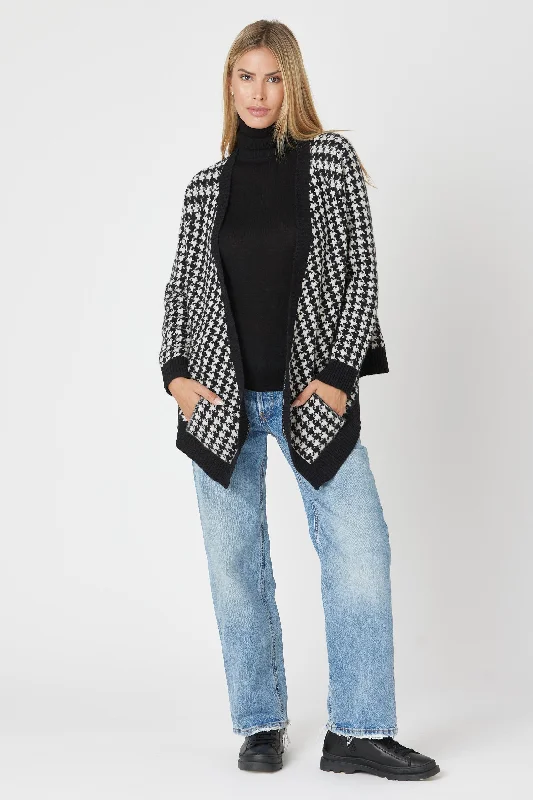Houndstooth Cardigan Herringbone Houndstooth Plaid