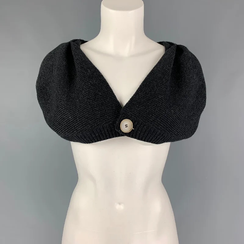 JACQUEMUS Size 2 Charcoal Virgin Wool Blend Ribbed Valerie Off The Shoulder Cardigan Spandex Blend Rayon Blend Denim Blend JACQUEMUS Size 2 Charcoal Virgin Wool Blend Ribbed Valerie Off The Shoulder Cardigan Spandex Blend Rayon Blend Denim Blend