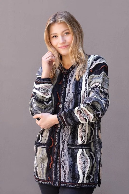 Lady's Cardigan Seascape Fitted Loose Oversized