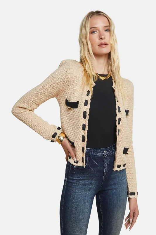 Astor Cardigan Biscuit/Black Chenille Brocade Lace