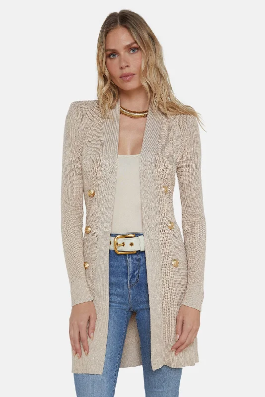 Noe Double-Breasted Cardigan Pecan Velvet Chenille Corduroy