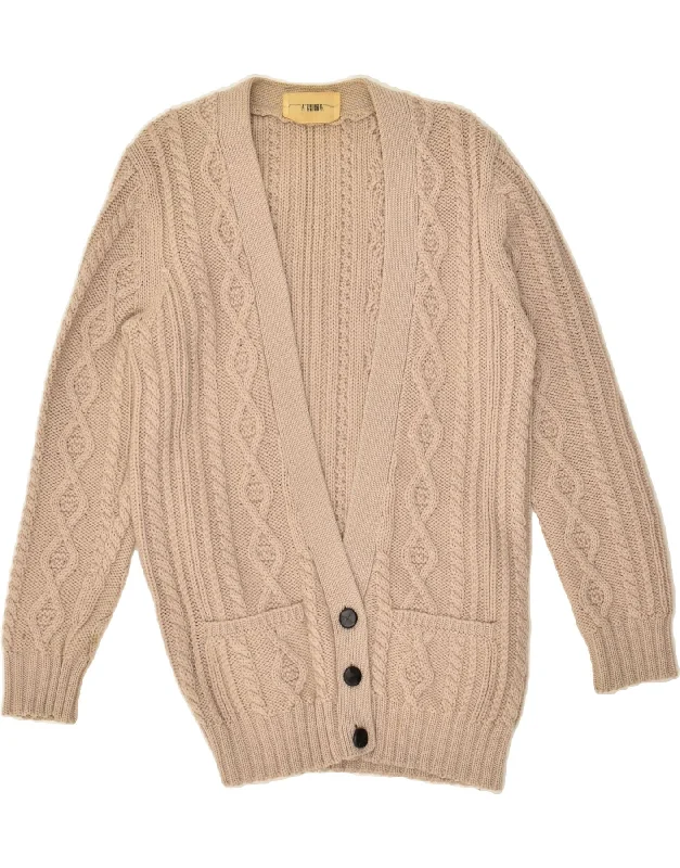 MAURO GRIFONI Womens Cardigan Sweater IT 40 Small Beige Wool Zippered Buttoned Snapped MAURO GRIFONI Womens Cardigan Sweater IT 40 Small Beige Wool Zippered Buttoned Snapped