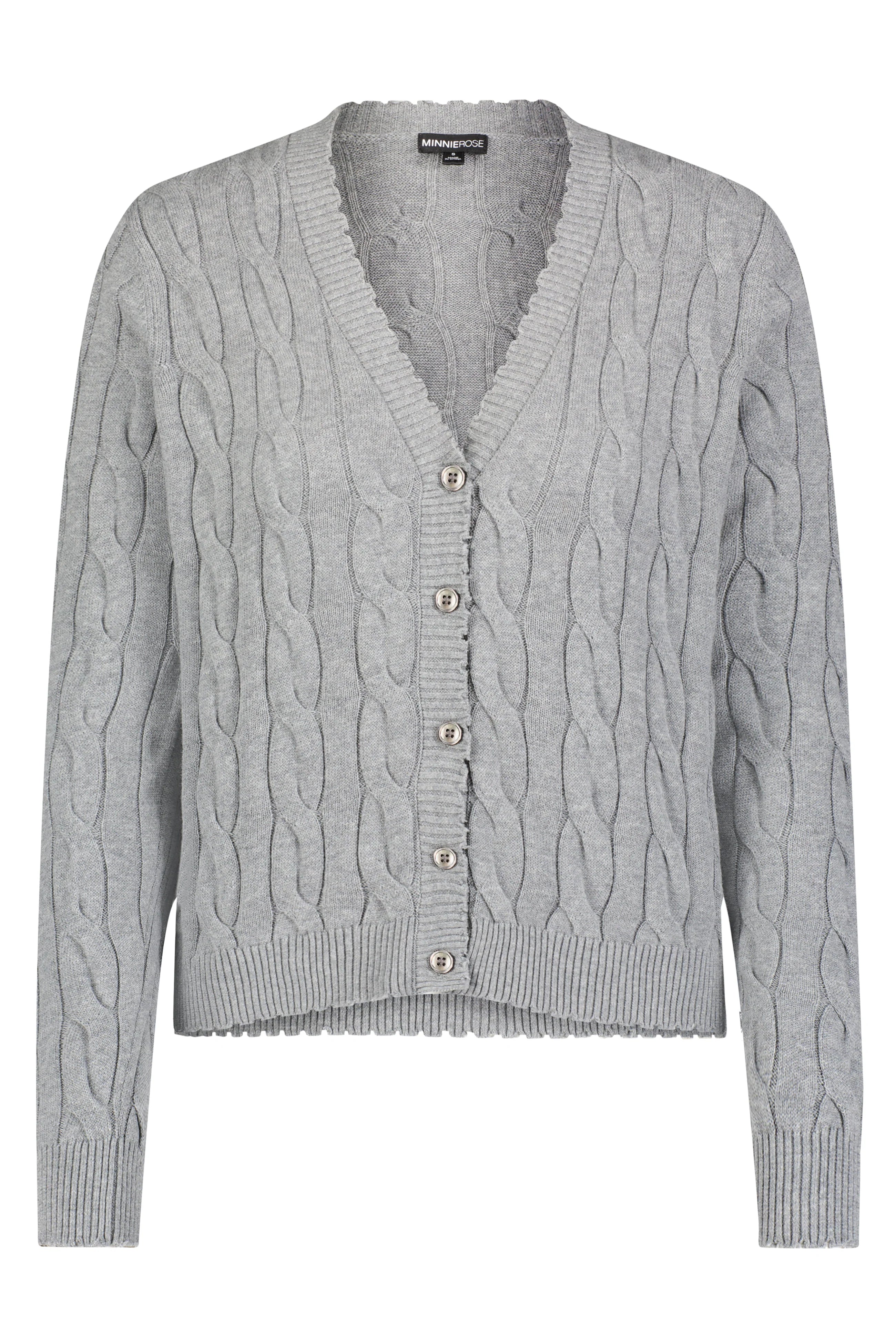 Cotton Cable Cardigan Grey Shadow Velvet Chenille Corduroy