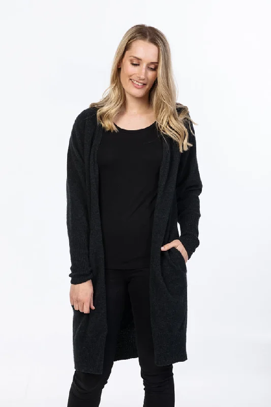 Native World Longline Cardigan Solid Print Embellished