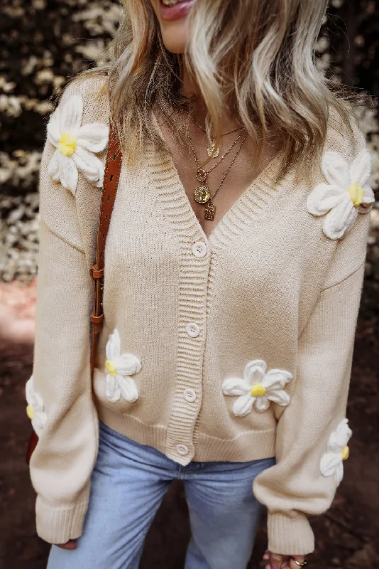 Parchment Elegant Flower Decor Button Front Cardigan Denim Fabric Leather Fabric Suede Fabric Parchment Elegant Flower Decor Button Front Cardigan Denim Fabric Leather Fabric Suede Fabric
