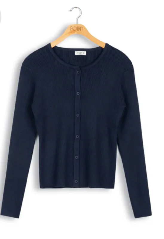 POINT BUTTON UP CARDIGAN Asymmetrical,ymmetric Pencil Cardigan