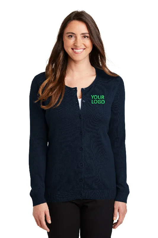 Port Authority Ladies Cardigan Customized Sweaters, Navy Fleece Fabric Down Fabric Feather Fabric Port Authority Ladies Cardigan Customized Sweaters, Navy Fleece Fabric Down Fabric Feather Fabric
