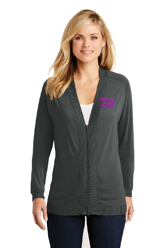 Port Authority Ladies Branded Concept Bomber Cardigans, Grey Smoke Terry Blend Velvet Blend Canvas Blend Port Authority Ladies Branded Concept Bomber Cardigans, Grey Smoke Terry Blend Velvet Blend Canvas Blend