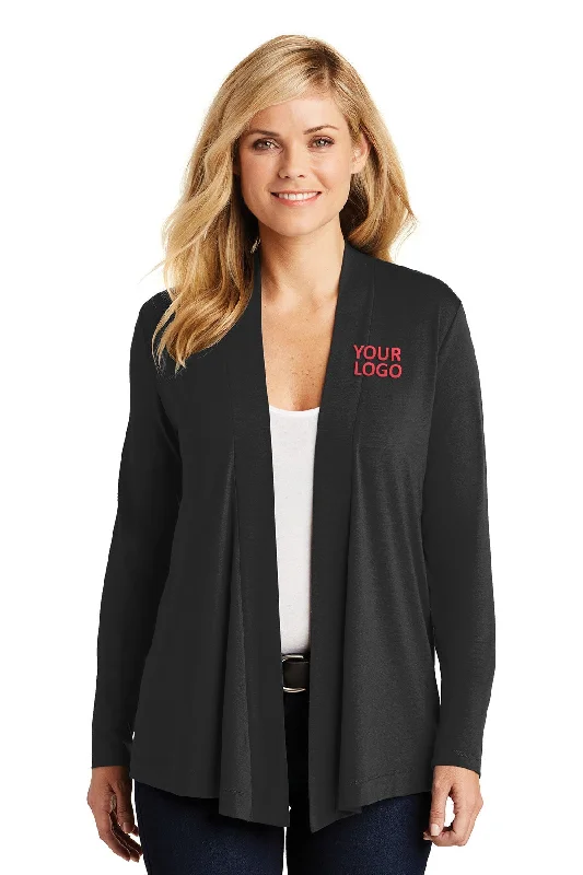 Port Authority Ladies Branded Concept Knit Cardigans, Black Collared Crew Neck Turtle Neck Port Authority Ladies Branded Concept Knit Cardigans, Black Collared Crew Neck Turtle Neck