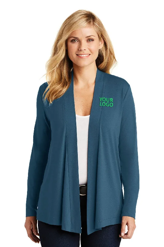 Port Authority Ladies Branded Concept Knit Cardigans, Dusty Blue Tailored Straight A-Line Port Authority Ladies Branded Concept Knit Cardigans, Dusty Blue Tailored Straight A-Line