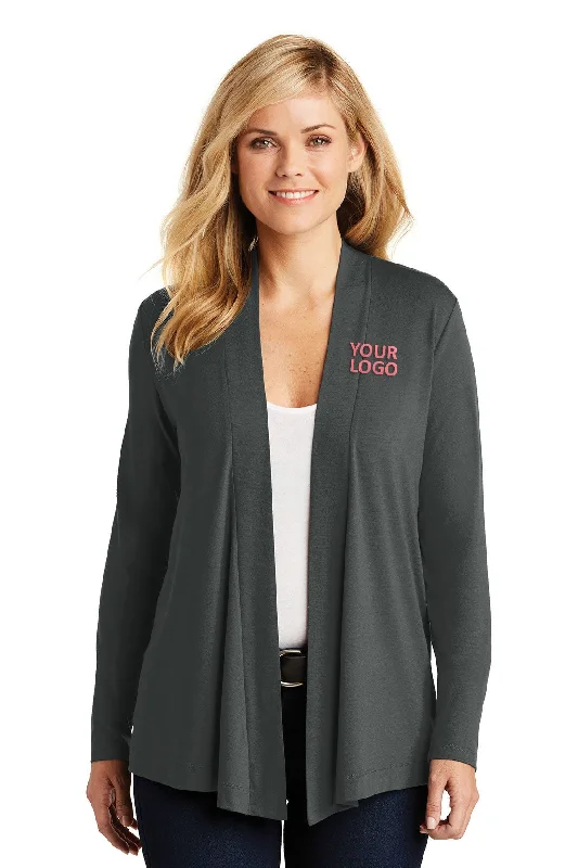 Port Authority Ladies Branded Concept Knit Cardigans, Grey Smoke Welt Pockets Slit Pockets Flap Pockets Port Authority Ladies Branded Concept Knit Cardigans, Grey Smoke Welt Pockets Slit Pockets Flap Pockets