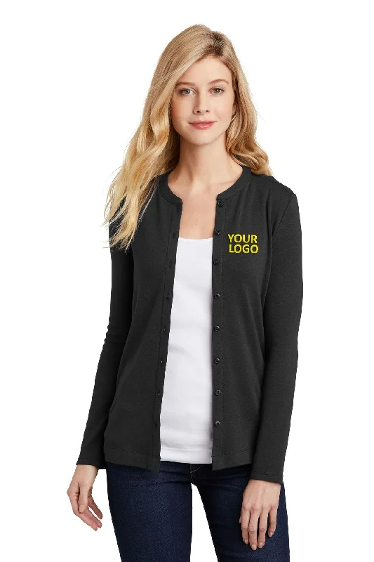 Port Authority Ladies Concept Stretch Branded Button-Front Cardigans, Black Cardigan Knitwear Sweater Port Authority Ladies Concept Stretch Branded Button-Front Cardigans, Black Cardigan Knitwear Sweater