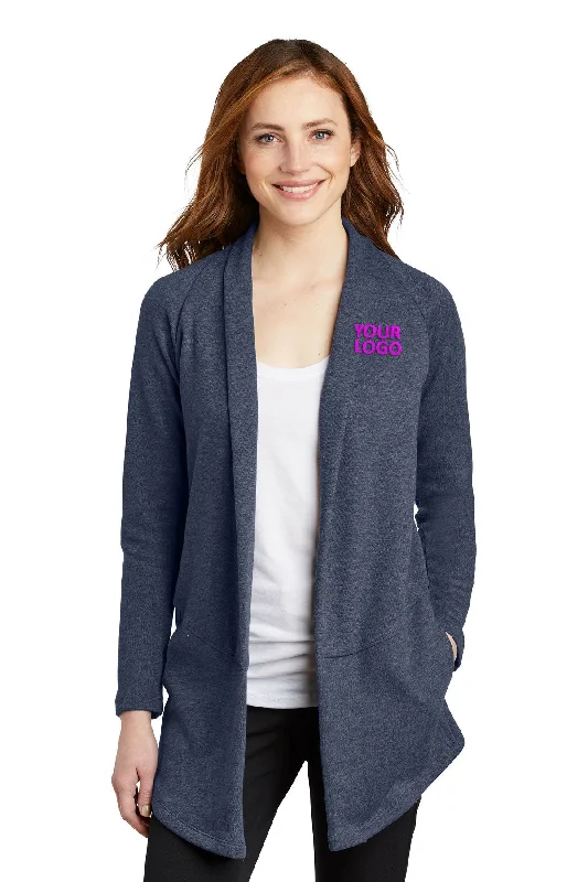 Port Authority Ladies Interlock Customized Cardigans, Estate Blue Heather/ Charcoal Heather Glossy Satin Silk Port Authority Ladies Interlock Customized Cardigans, Estate Blue Heather/ Charcoal Heather Glossy Satin Silk