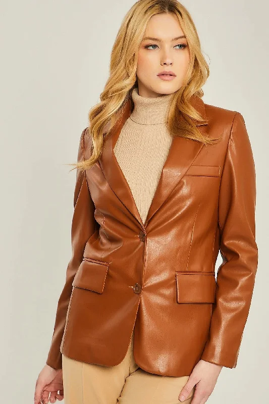 Pu Woven Solid Blazer - 2 colors Women's Trench Blazer