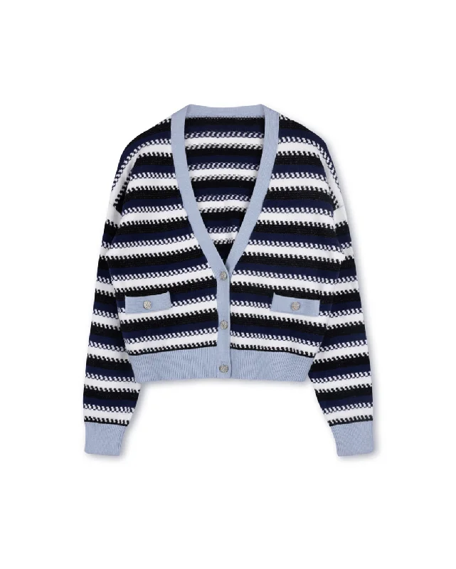 Shimmer Detailed Cardigan Front Pockets Side Pockets Patch Pockets