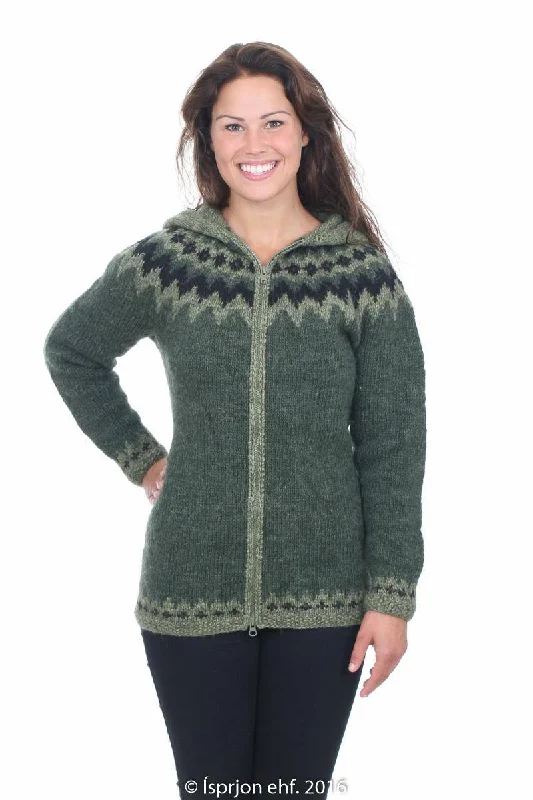 Sjöfn - Icelandic Wool Cardigan - Pine Green Hooded Cardigan Collared Cardigan Shawl Collar Sjöfn - Icelandic Wool Cardigan - Pine Green Hooded Cardigan Collared Cardigan Shawl Collar