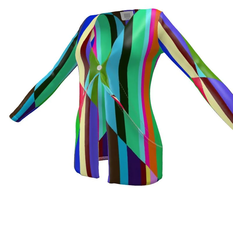 Stripes Interrupted Ladies Cardigan With Pockets Cardigan Knitwear Sweater