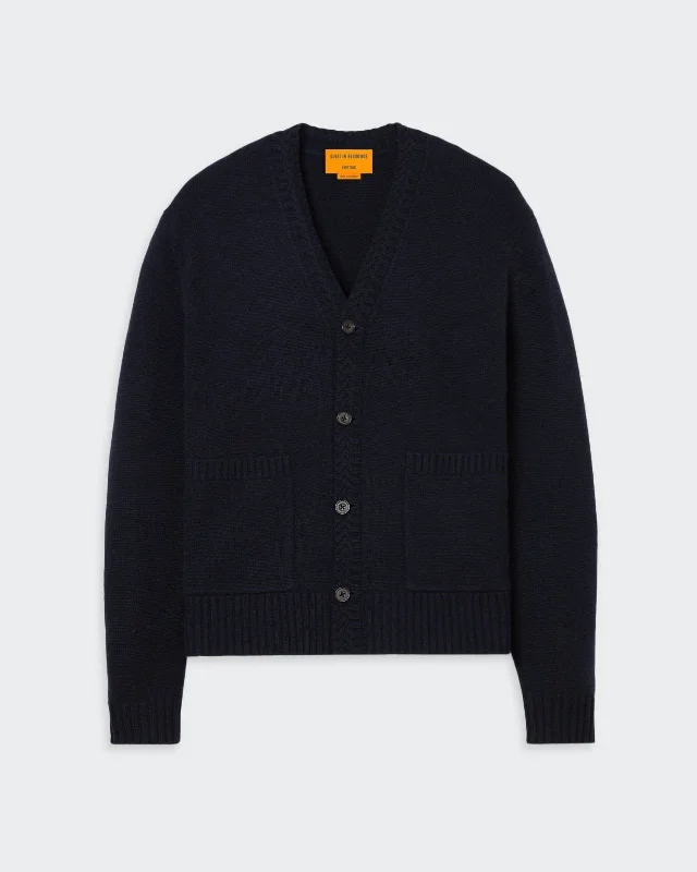 The Cardigan - Midnight Solid Color Striped Floral Print