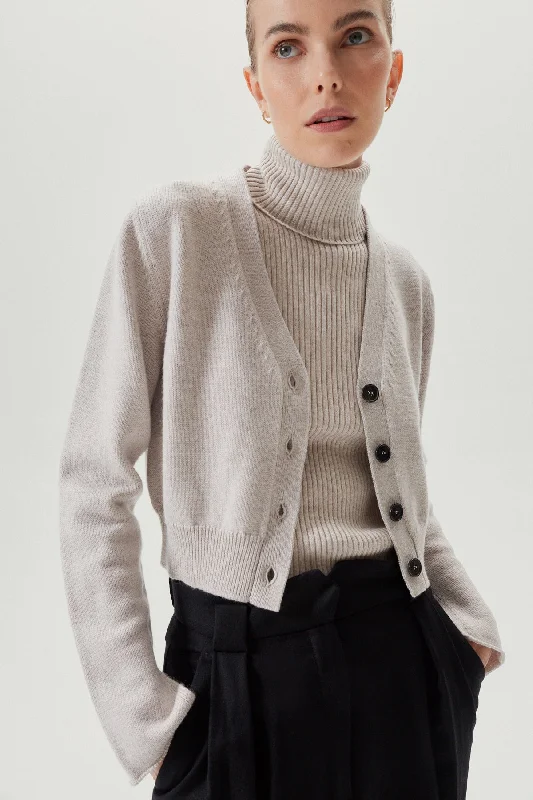 The Merino Wool Crop Cardigan Fleece Cardigan Nylon Polyester