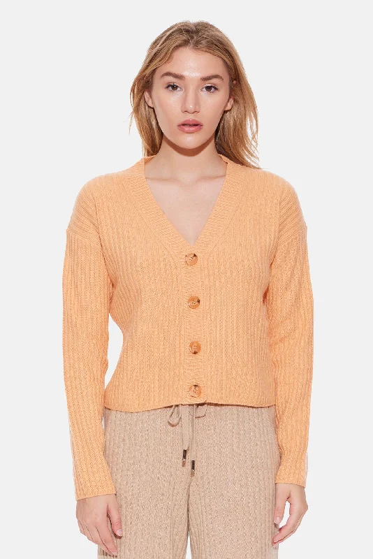 Beatrice Ribbed Cardigan Papaya Machine Wash Dry Clean Hand Wash