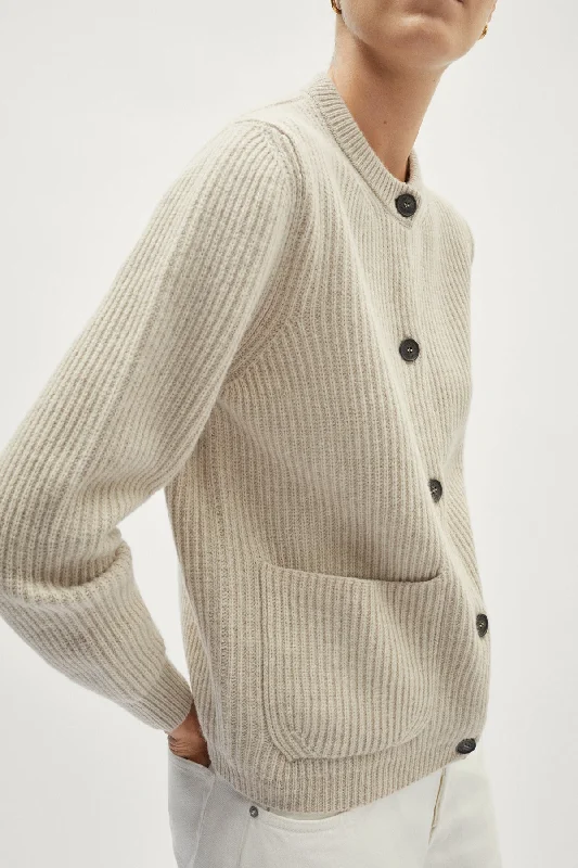 The Woolen Crewneck Ribbed Cardigan Mesh Fabric Canvas Fabric Denim Fabric