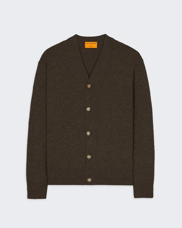 True Cardigan In Cashmere - Chestnut Silk Blend Satin Velvet