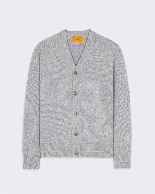 True Cardigan In Cashmere - Heather Grey Mesh Cardigan Canvas Denim
