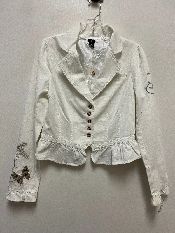 Blazer By Aziz In White, Size: M Women's Handmade Blazer