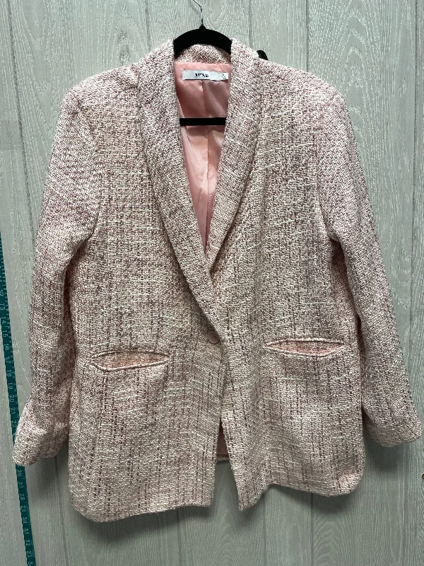 Blazer By Just Fab In Pink & White, Size: 1x Silk Women's Blazer