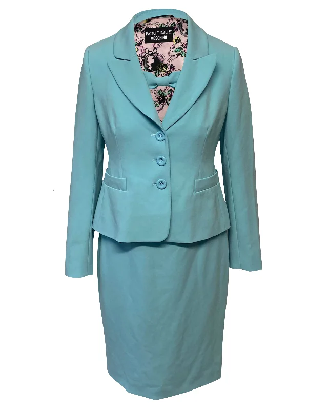 Boutique Moschino Dress and Blazer Set in Blue Triacetate Women's Professional Jacket