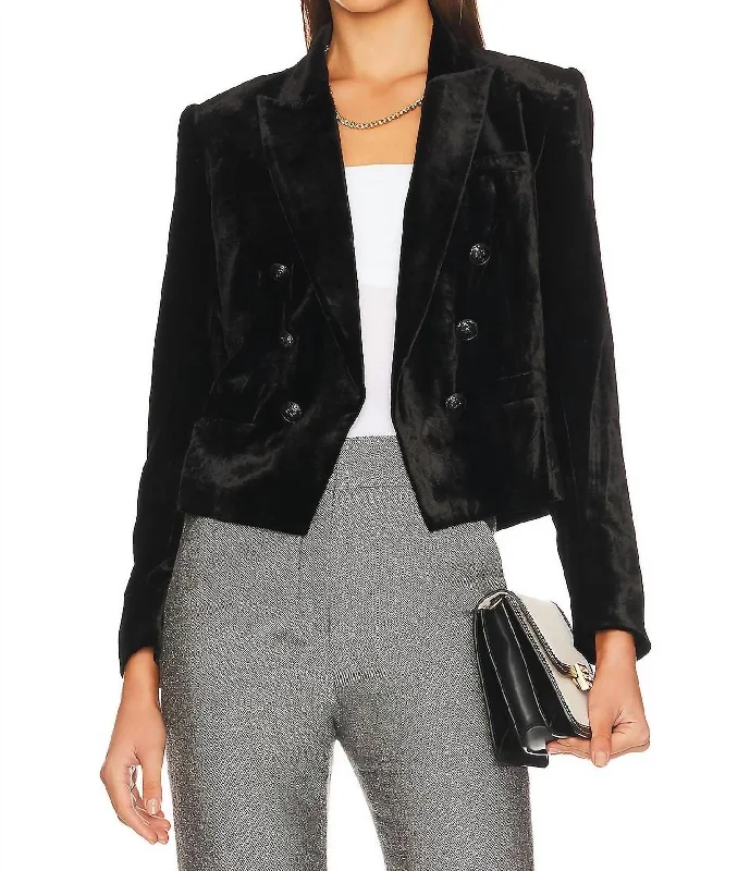 Brooke Double Breasted Crop Blazer In Black Women's Casual Suit