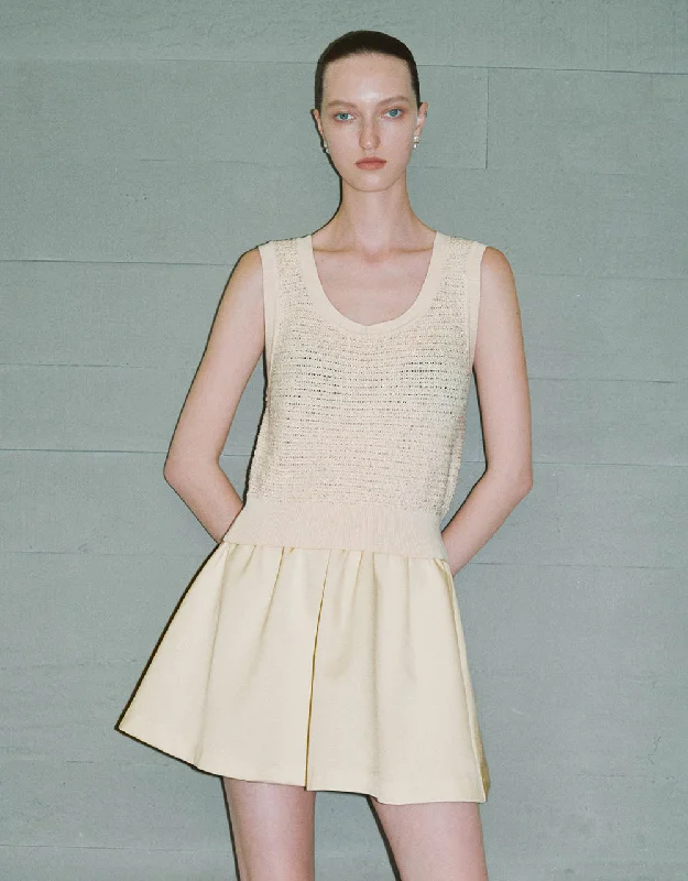 Crew Neck Knitted Tank Top sheer tank top