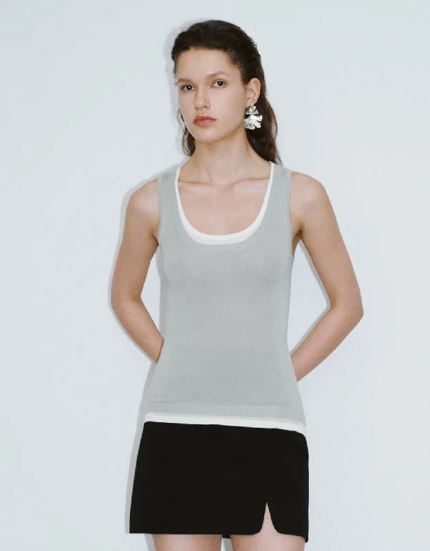 Crew Neck Knitted Tank Top v-neck tank top