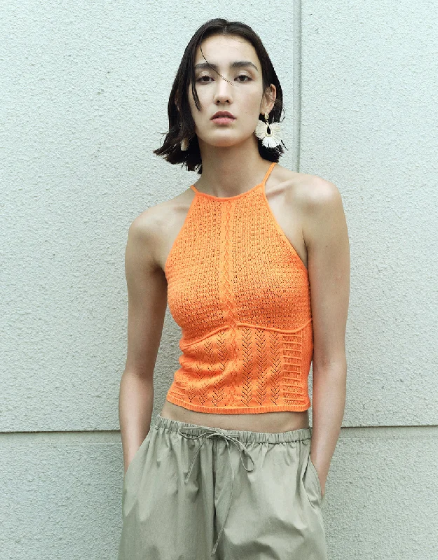 Crew Neck Knitted Tank Top high neck tank