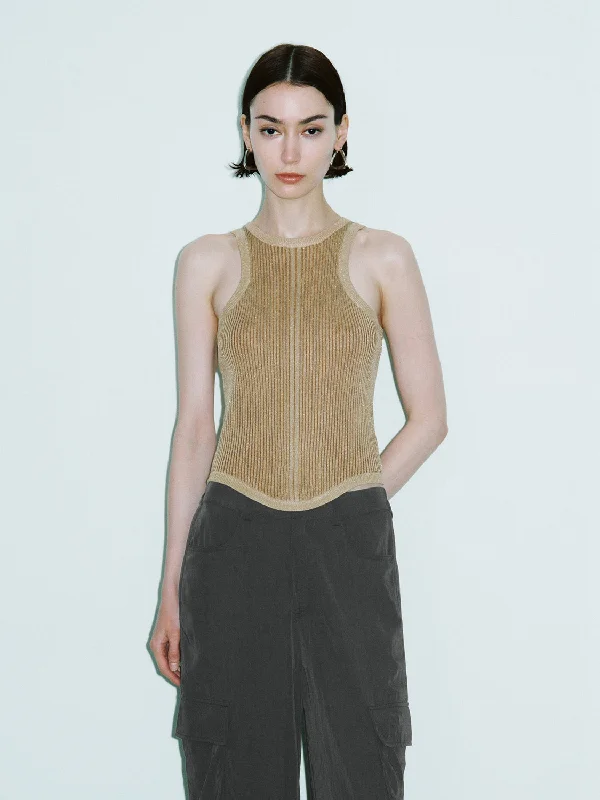 Crew Neck Knitted Tank Top cropped tank top