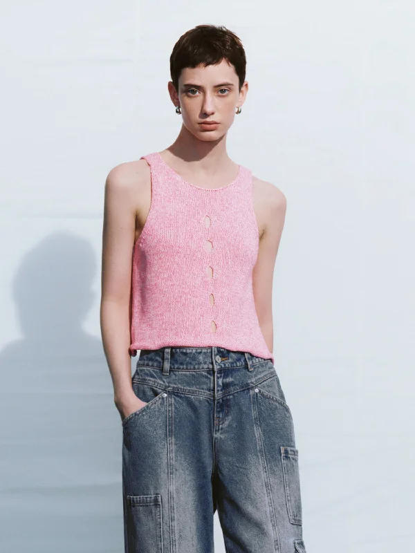 Crew Neck Knitted Tank Top tie dye tank