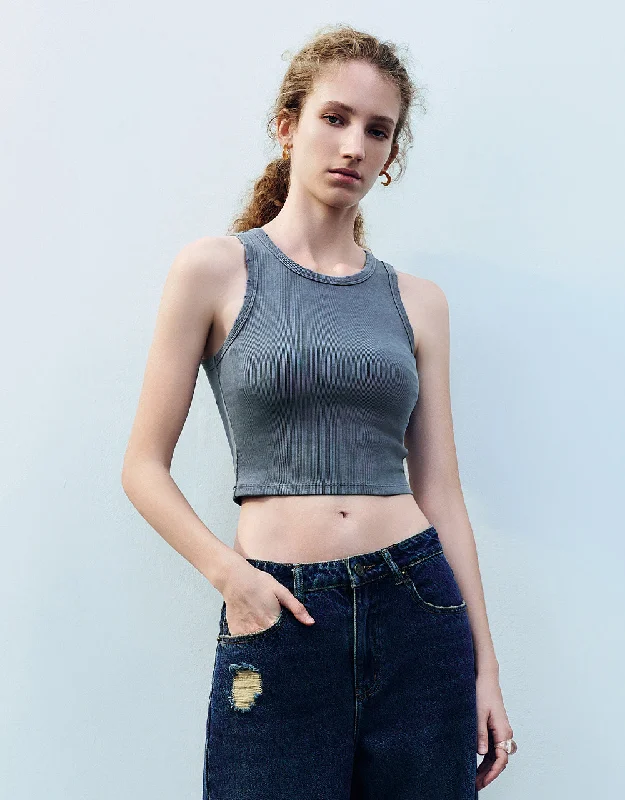 Crew Neck Knitted Tank Top boho tank top