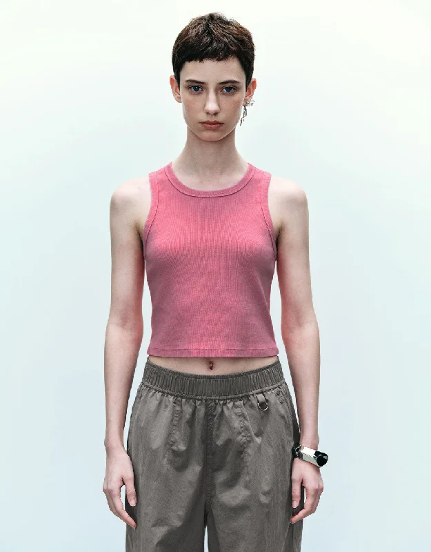 Crew Neck Knitted Tank Top glitter tank top