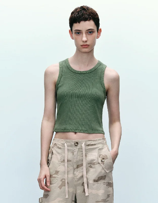 Crew Neck Knitted Tank Top metallic tank top